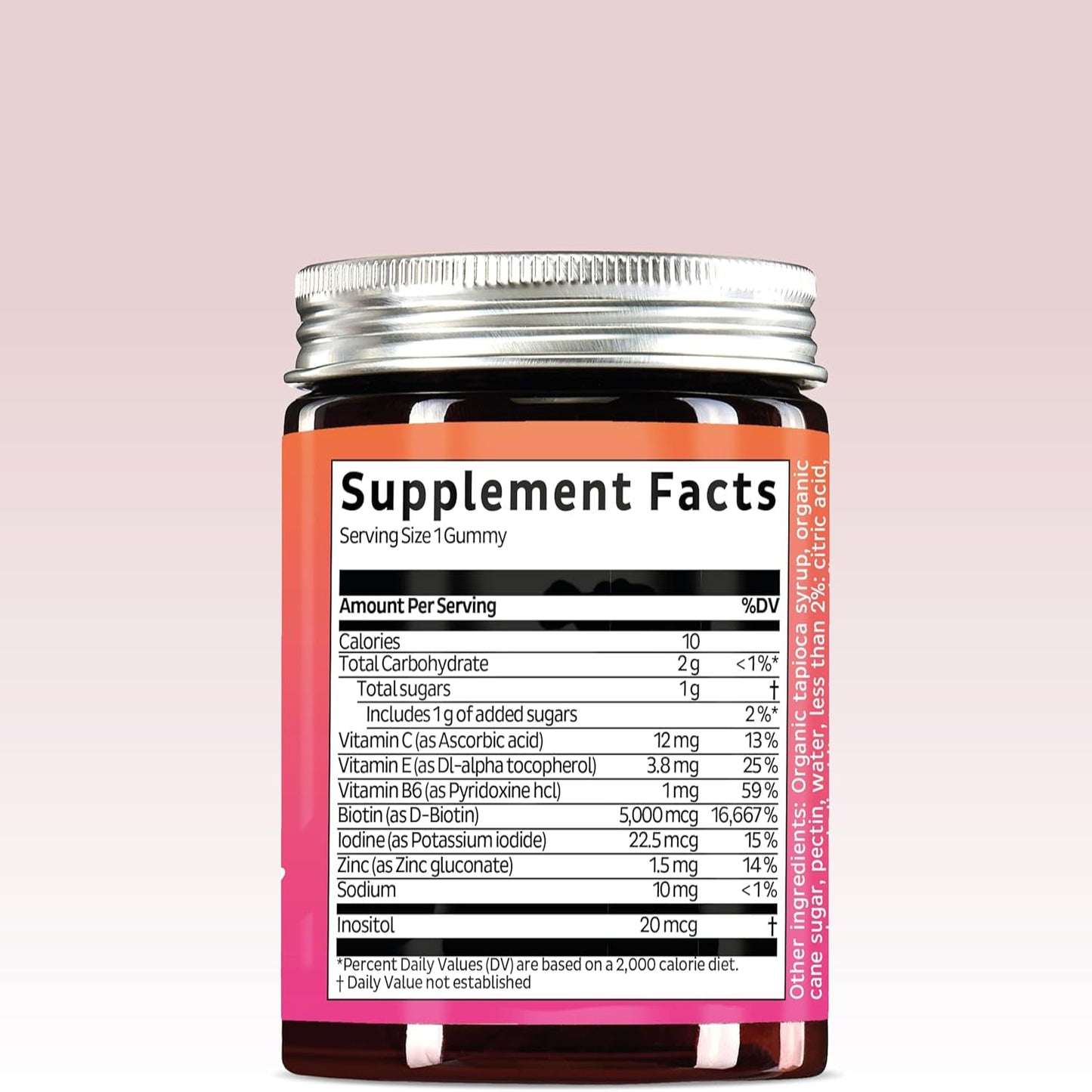 Biotin Gummies for Hair, Skin & Nails. 5,000 Mcg High Potency Vegan Vitamins for Faster Hair Growth, Stronger Nails & Healthy Skin. with Vitamins C & E, 30 Gummies