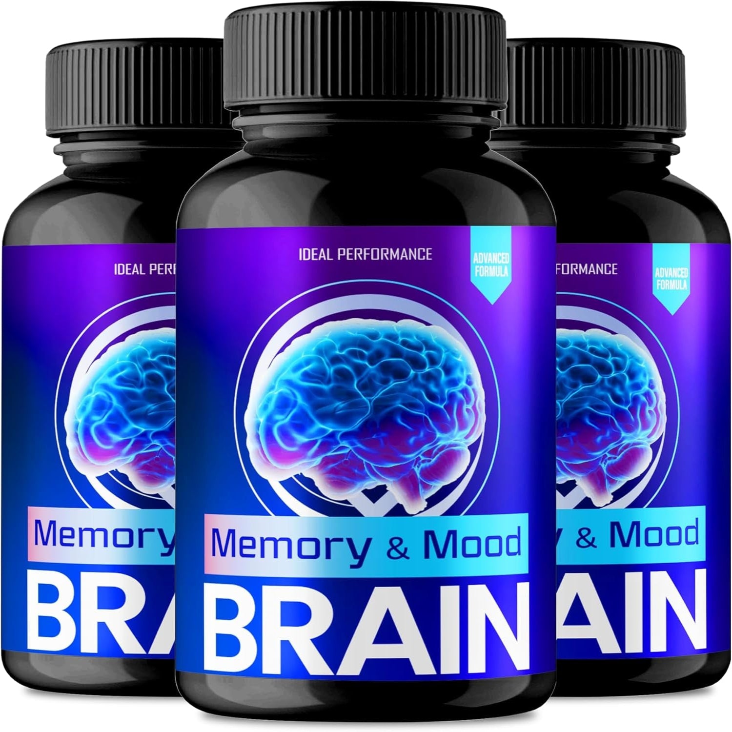 Brain Memory and Mood Capsules, Memory and Mood Brain Supplements for Brain Health & Memory Support Pills - Maximum Strength, Advanced Nootropic Pills, Memory and Mood Support Reviews (3 Pack)