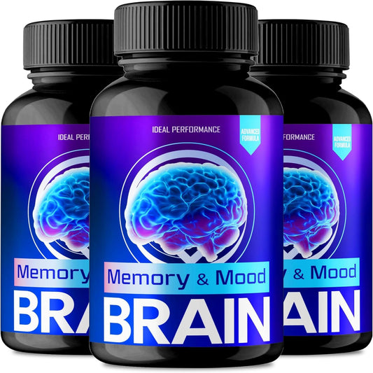 Brain Memory and Mood Capsules, Memory and Mood Brain Supplements for Brain Health & Memory Support Pills - Maximum Strength, Advanced Nootropic Pills, Memory and Mood Support Reviews (3 Pack)