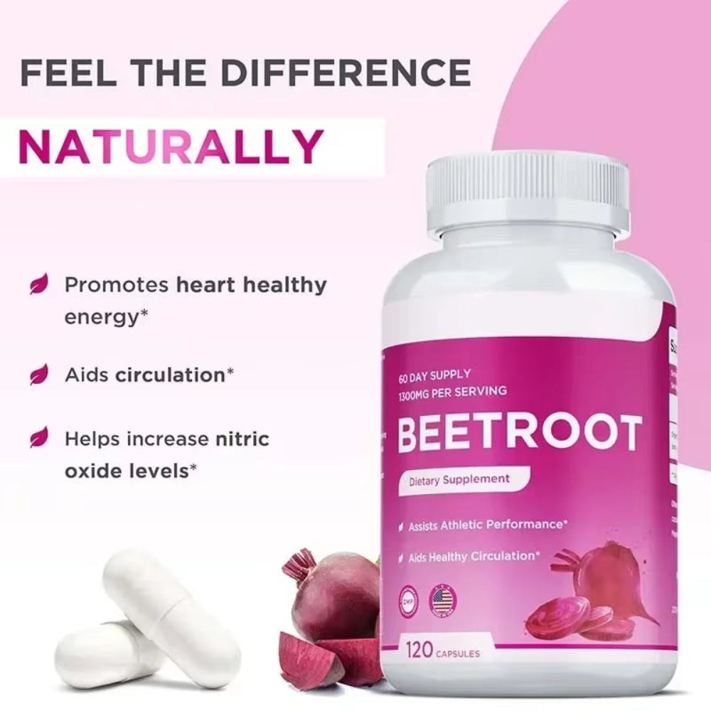 Beet Root Capsules - Improved Circulation, for Heart Health, Maintains Normal Blood Pressure, for Immune and Digestive Systems