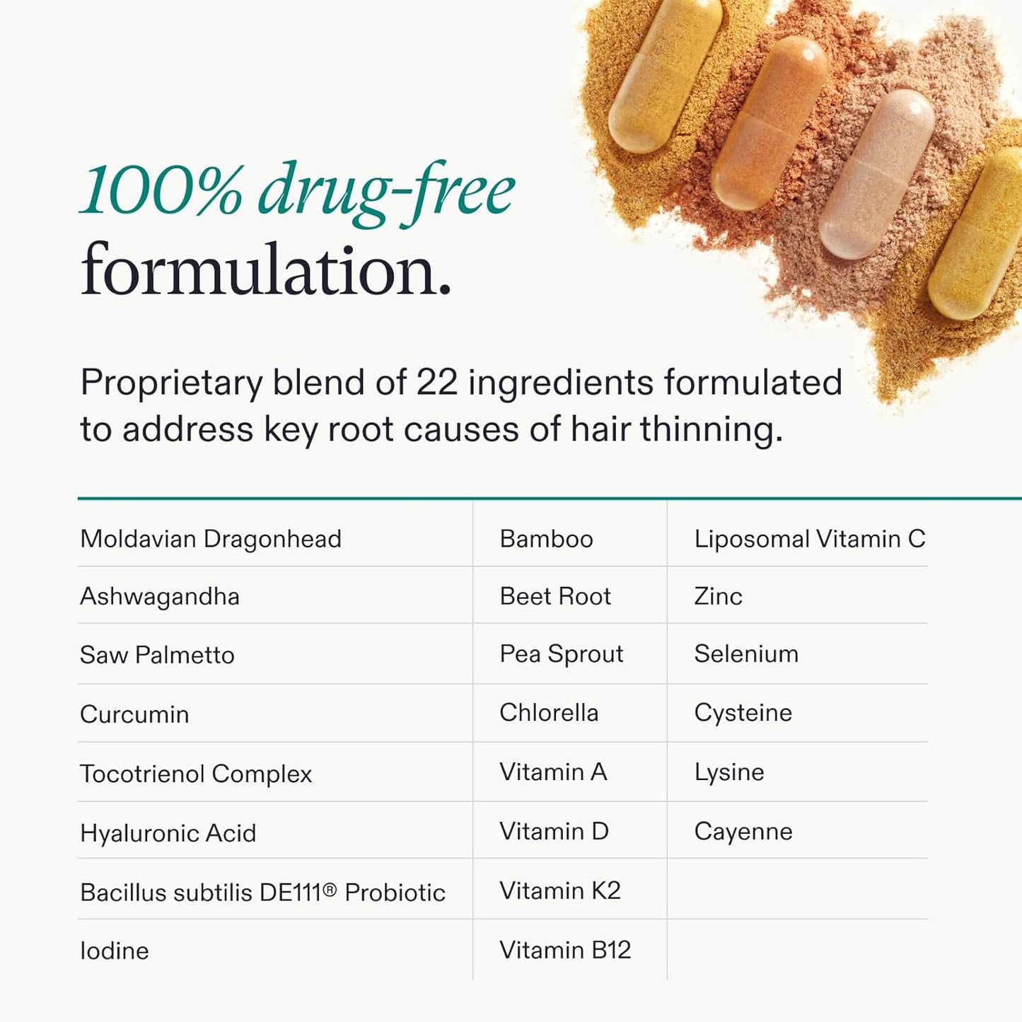 Women'S Hair Growth Supplements, for Women 18-44 Years Old, Clinically Tested for Visibly Thicker, Stronger Hair, 100% Vegan Ingredients, Dermatologist Recommended - 1 Month Supply