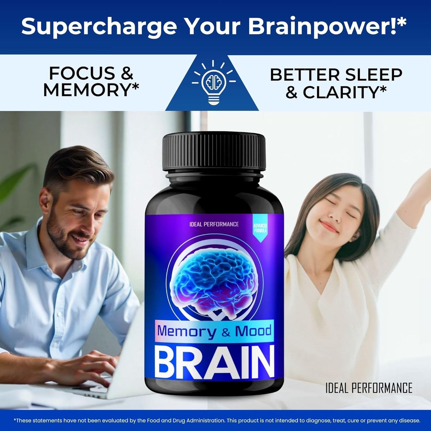 Brain Memory and Mood Capsules, Memory and Mood Brain Supplements for Brain Health & Memory Support Pills - Maximum Strength, Advanced Nootropic Pills, Memory and Mood Support Reviews (3 Pack)
